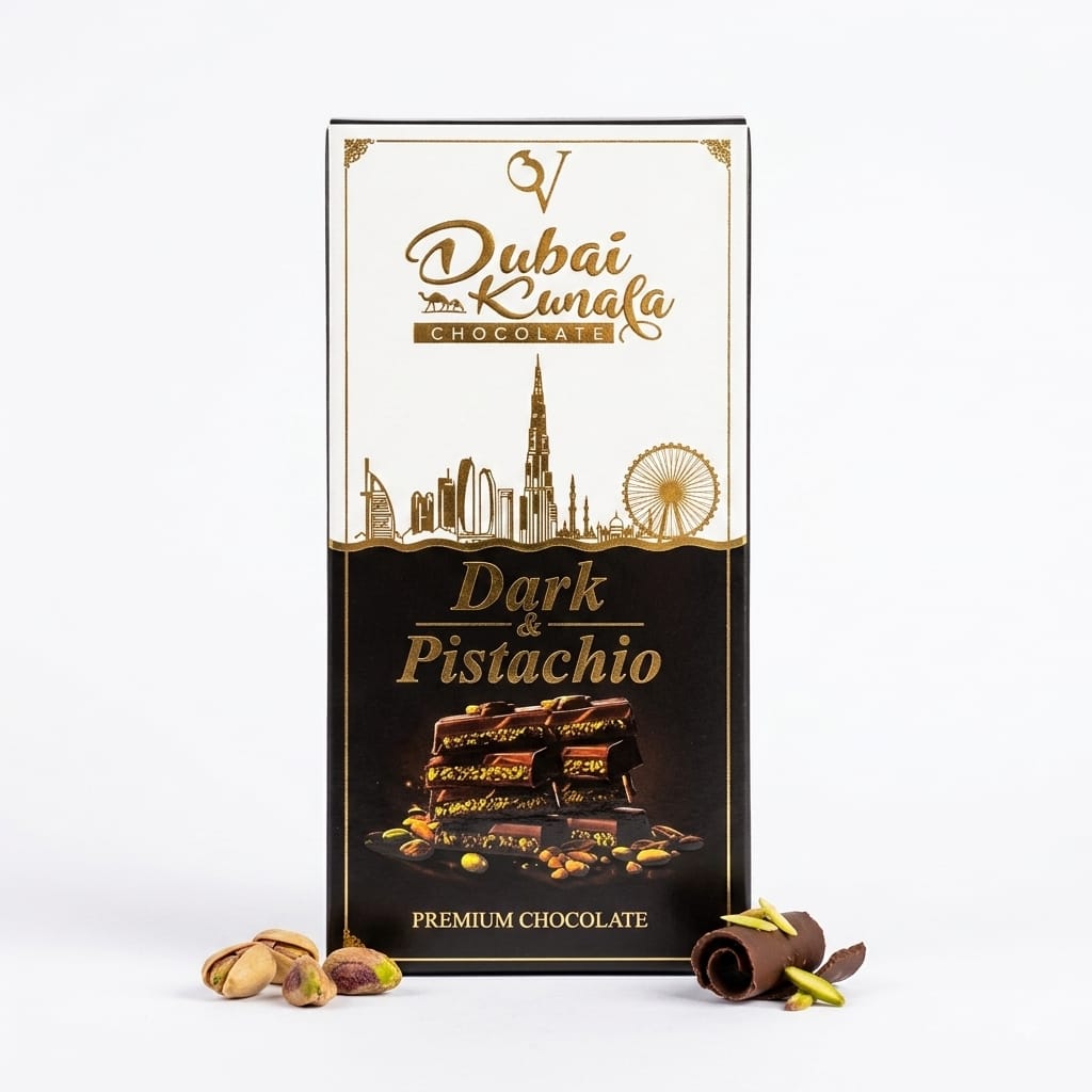 QV Premium Dubai Kunafa Chocolate – Dark & Pistachio