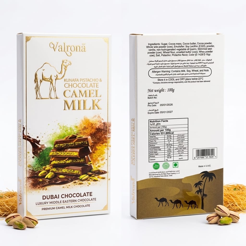 Dubai Kunafa Pistachio & Camel Milk Chocolate