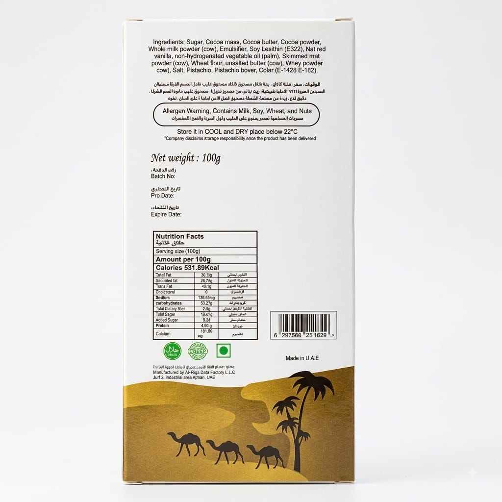 Dubai Kunafa Pistachio & Camel Milk Chocolate