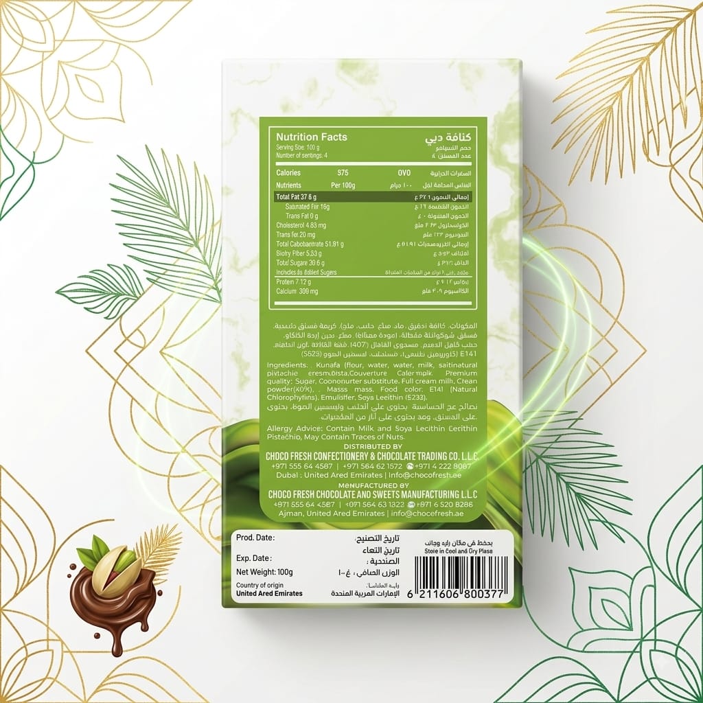 Pistachio Dubai Kunafa Chocolate (by Choco Fresh)